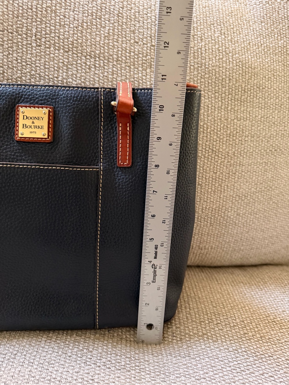 Dooney & Bourke Navy Pebble Leather Tote Red Lining - Picture 11 of 13